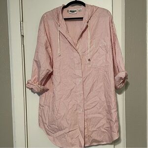 Vintage preppy red and white stripe DKNY dress or beach coverup